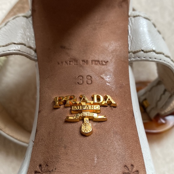 Authentic Prada White Ankle Strap Heels size 38 - Picture 7 of 16